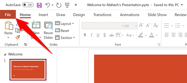 Click "File" in PowerPoint.