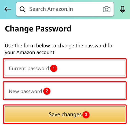 Change the account password using the "Change Password" page in the Amazon app.