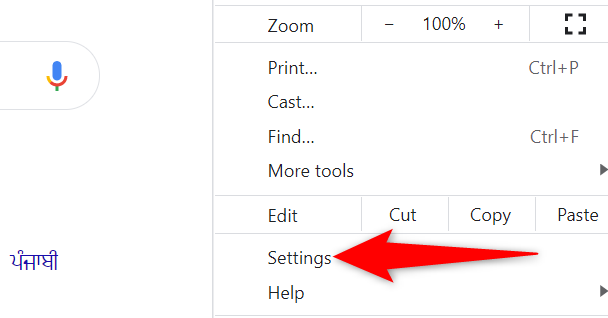 Select "Settings" from the three-dots menu in Chrome on desktop.