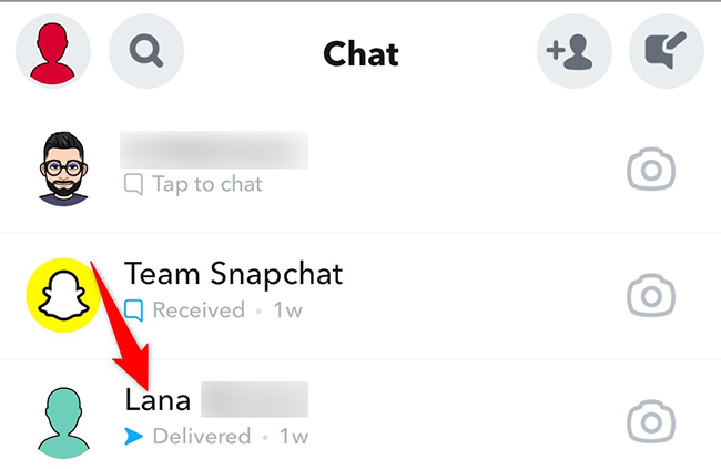 Tap and hold on a friend's name on the "Chat" screen in Snapchat.