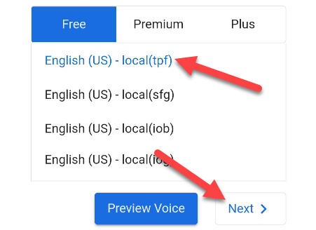 Select a voice and tap "Next."