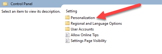 Double-click "Personalization."