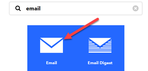 Search for &quot;Email&quot; and select it.