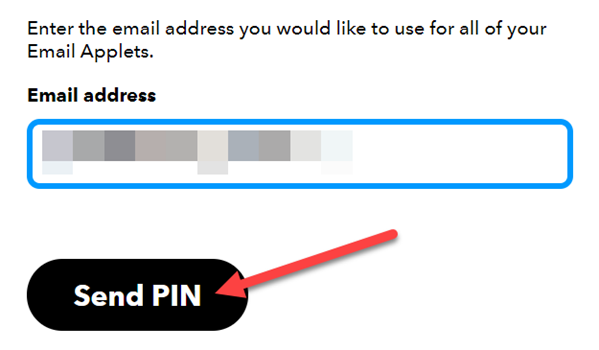 Enter your email and click &quot;Send PIN.&quot;