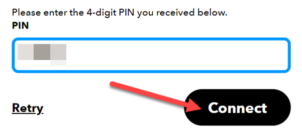 Click &quot;Connect&quot; after entering the PIN.