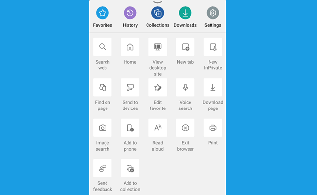 Edge toolbar buttons.