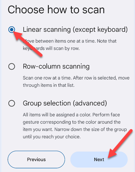 Select "Linear Scanning."