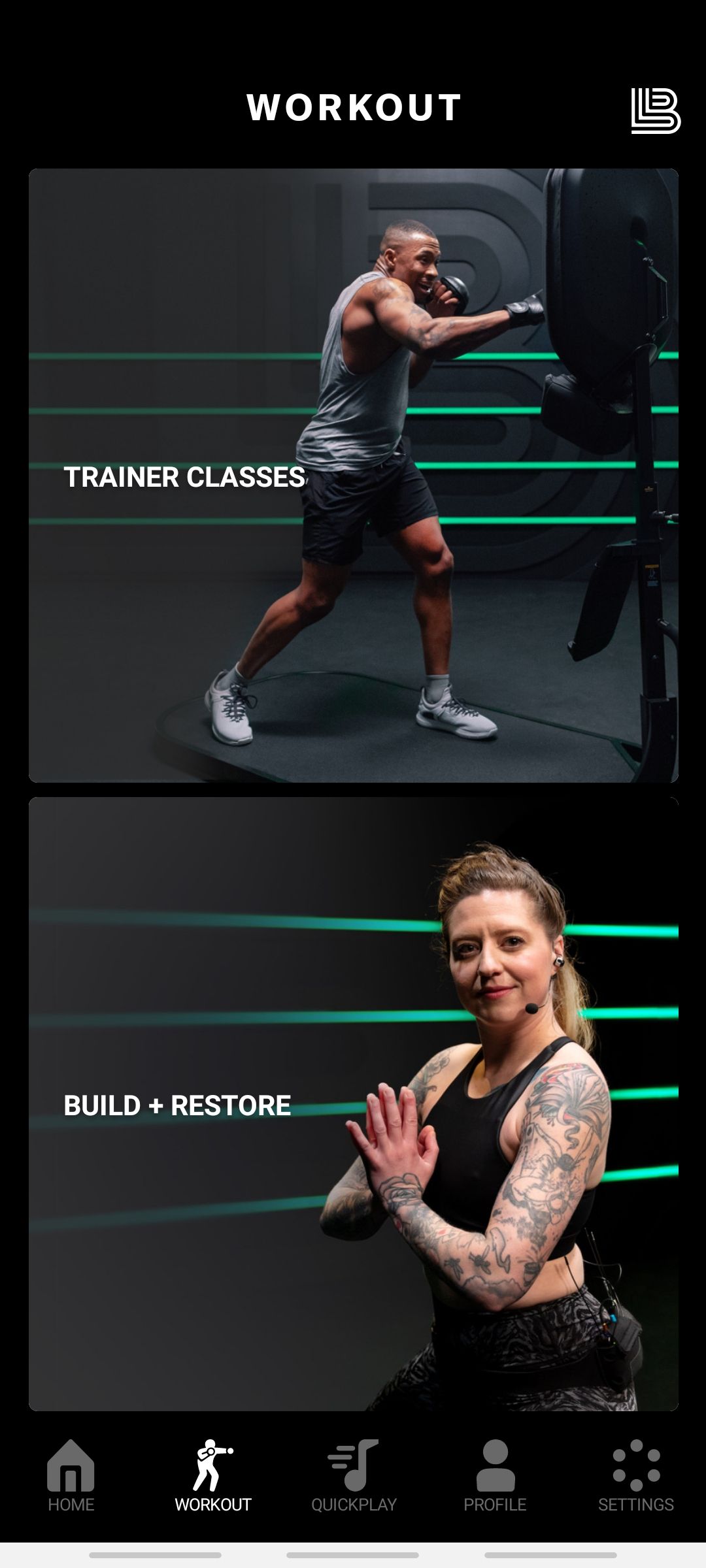 liteboxer workout courses including trainer classes and restorative training