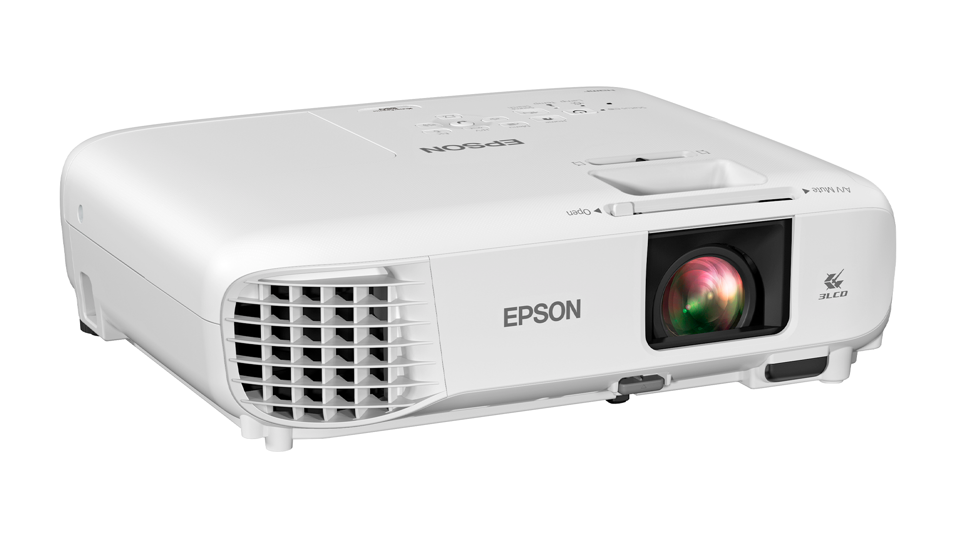 The Epson 880X 3LCD 1080p Smart Portable Projector on a white background