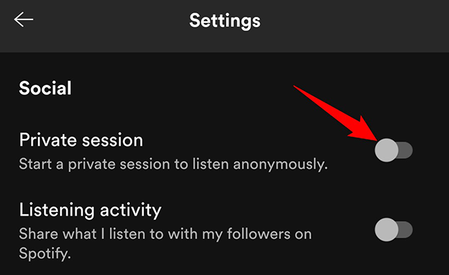 Enable "Private Session" on the "Settings" screen in Spotify on mobile.