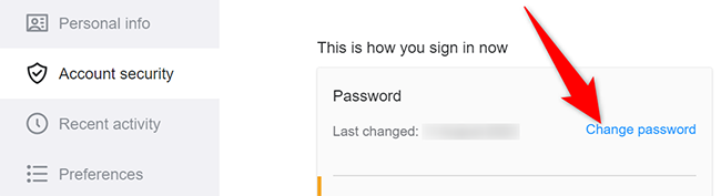 Click "Change Password" on the "Account & Security" page of the Yahoo site.