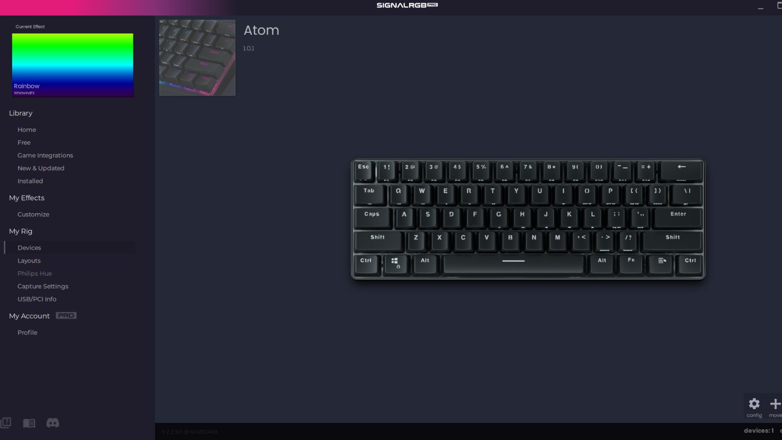 Screenshot of ATOM keyboard page in SignalRGB