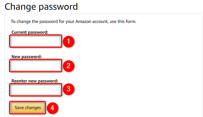 Change the account password on the "Change Password" page of the Amazon site.