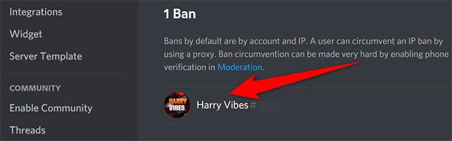 Select a banned user on the "Bans" page in Discord on desktop.