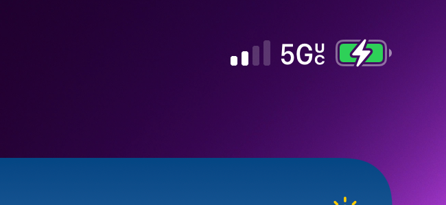 The 5G UC status bar icon on an iPhone 13 Pro.