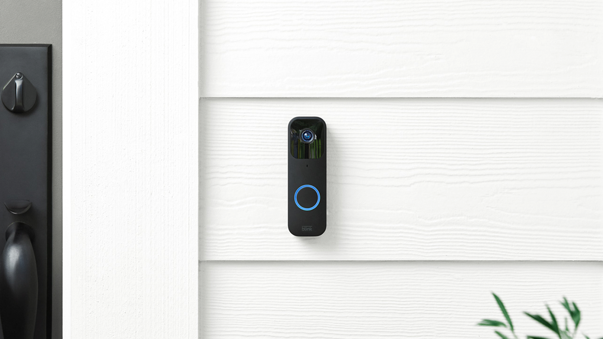 The Blink Video Doorbell outside a front door.