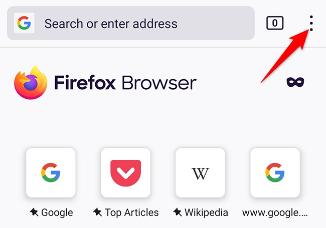 Tap the three dots in the top-right corner of Firefox on Android.