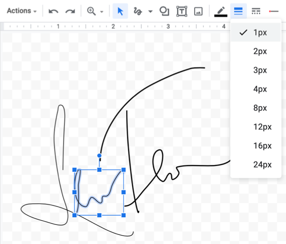 Adjust line width for the signature
