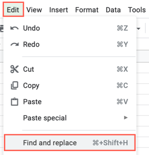 Click Edit, Find and Replace