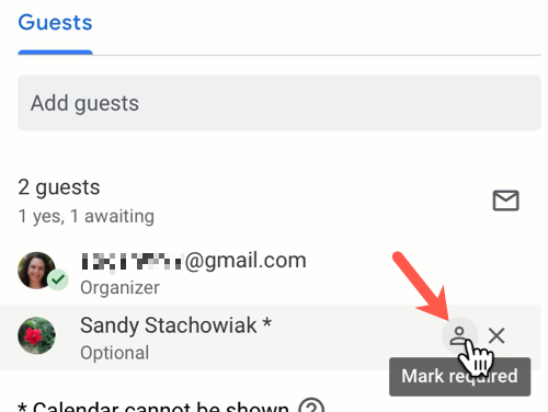 Click the white icon to make a guest required