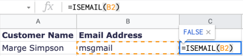 Enter the ISEMAIL function