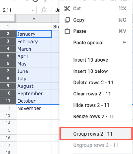 Select the Group rows option