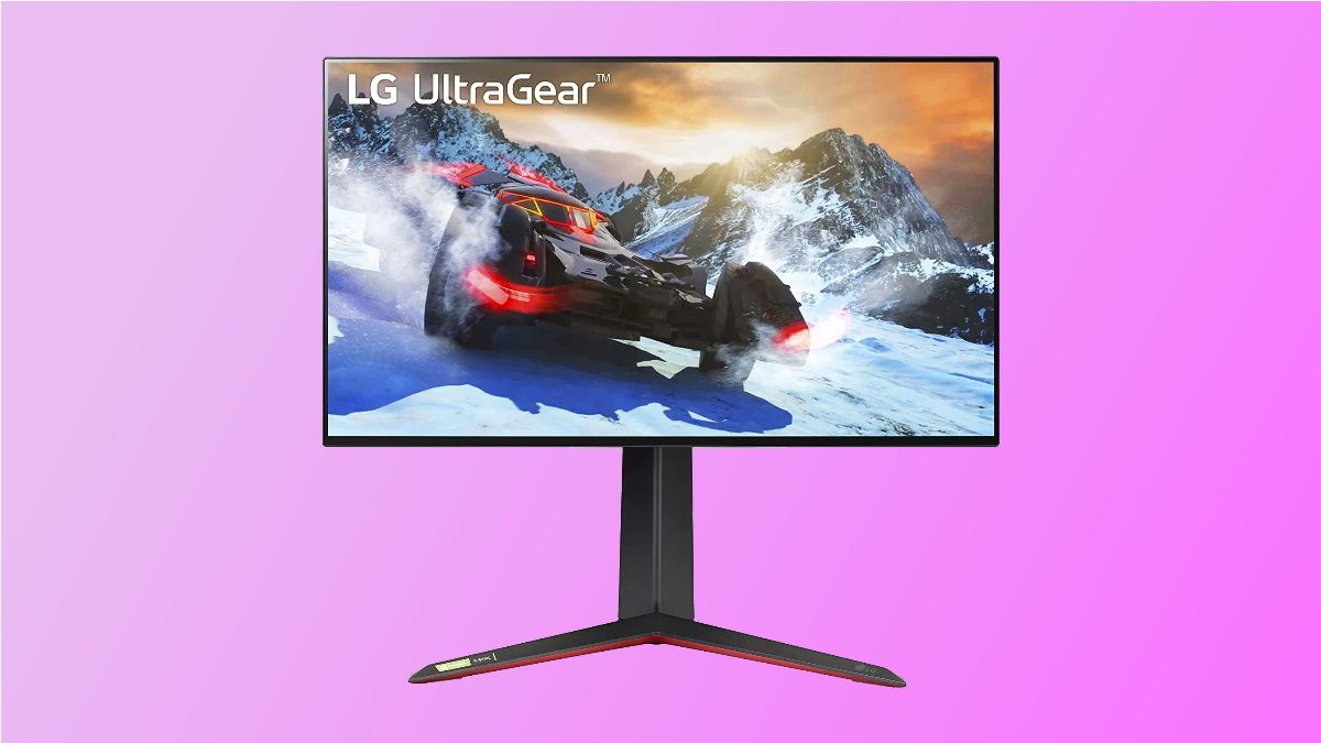 LG Ultragear on pink background