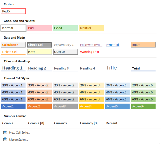 Merged cell styles in Excel