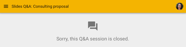 Q&A session ended message