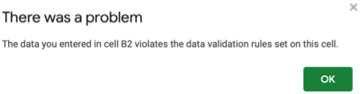 Rejected data default message