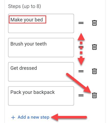 Customize the checklist items.