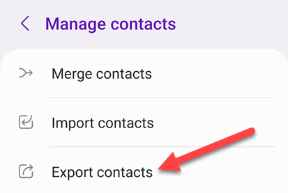 Select &quot;Export Contacts.&quot;