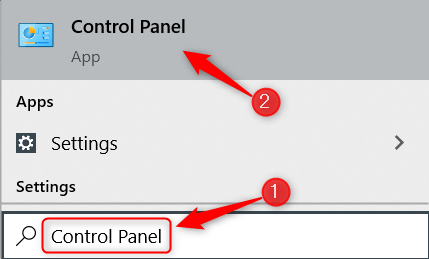 Search for and select Control Panel.
