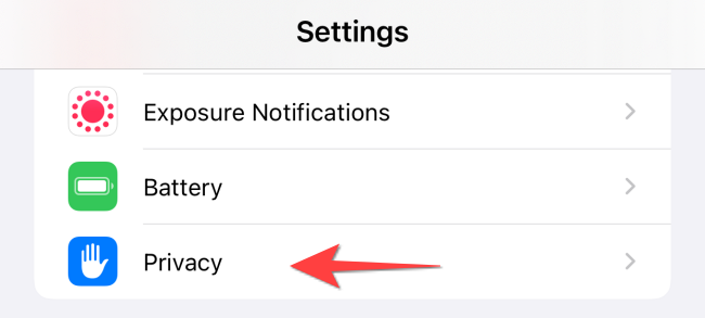 From the "Settings" app, select "Privacy."