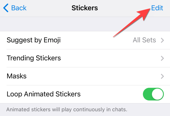 Hit "Edit" menu to delete or manage stickers.