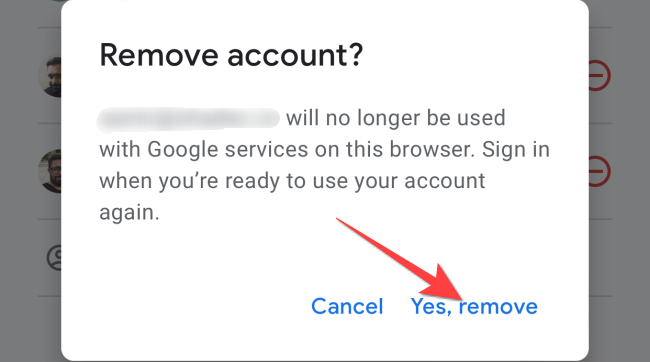 Select "Yes, Remove" to confirm the action.