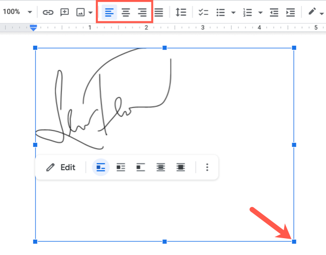 Resize or align the signature image