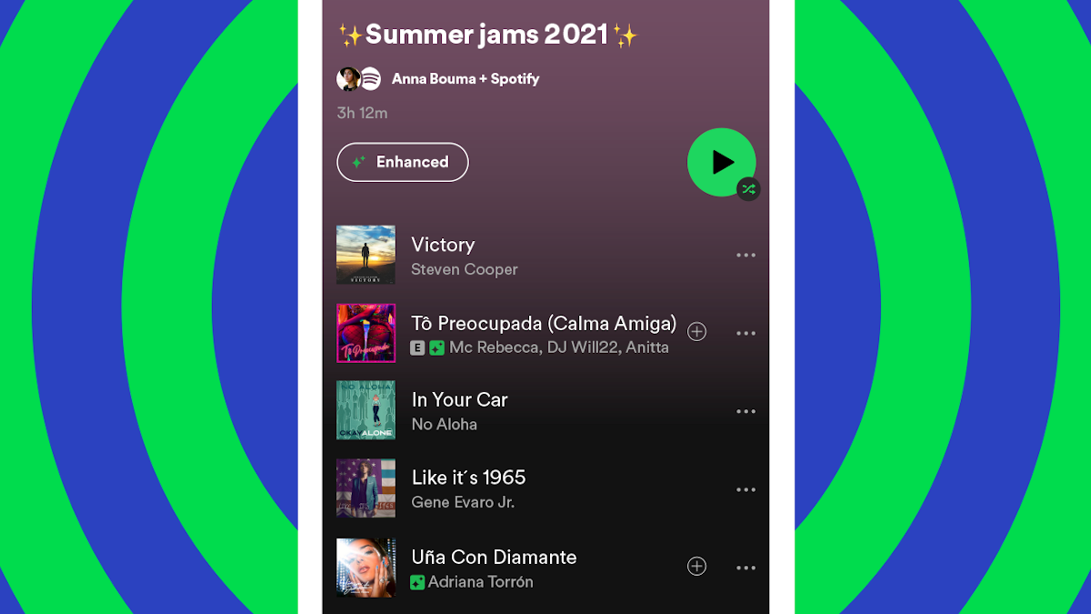 Spotify Enhance button