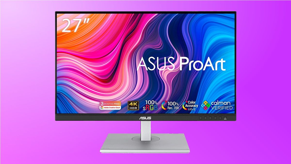 ASUS ProArt Display PA279CV on purple background