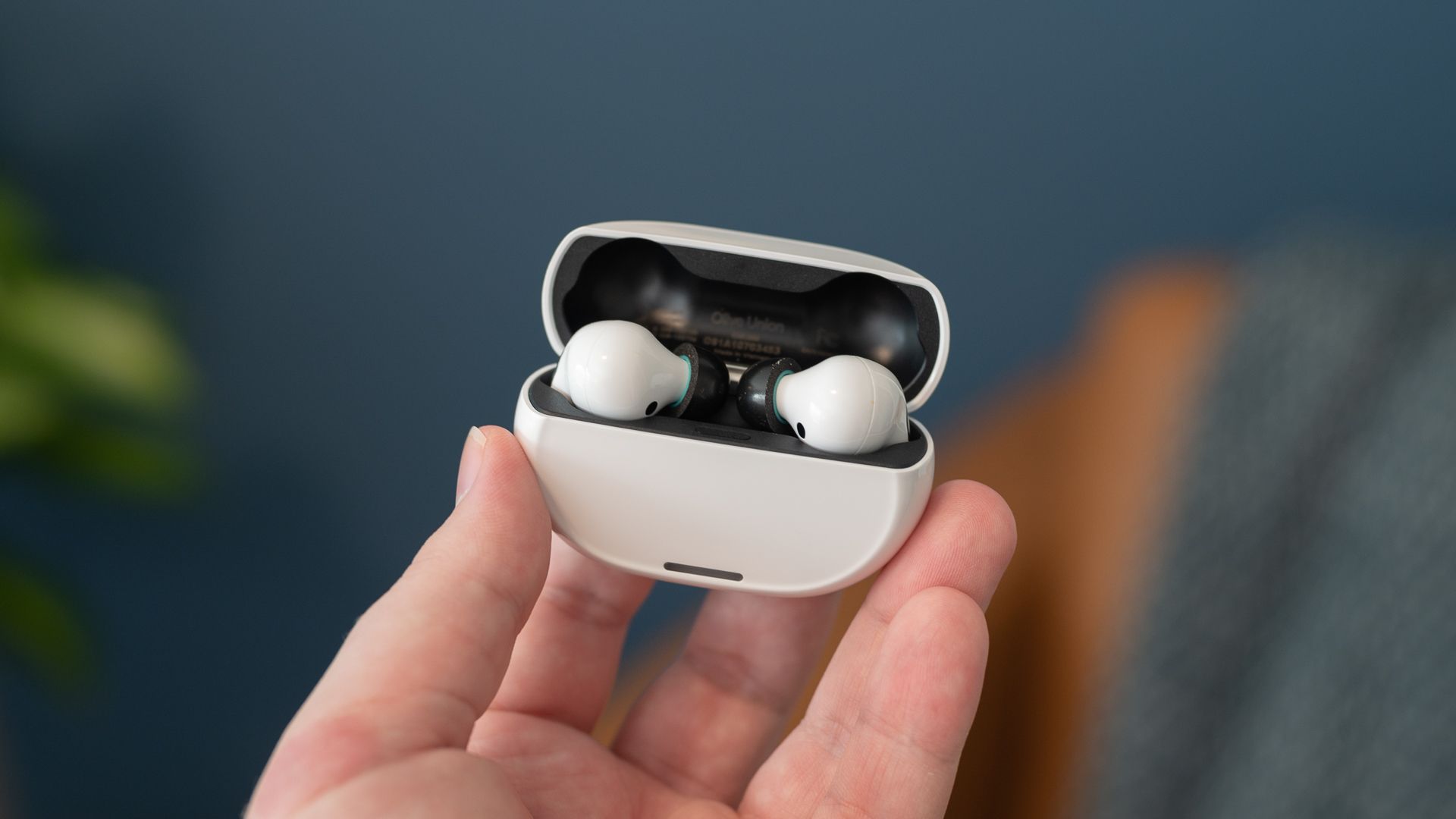 White earbuds in a case