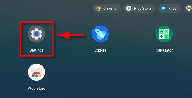 Click the Settings icon in the chromeOS launcher.