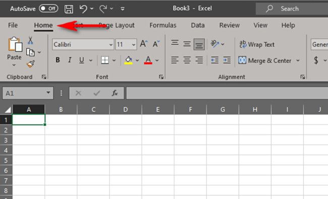 In Excel, click the "Home" tab.