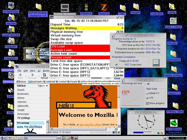 A screenshot of eComStation from 2002.