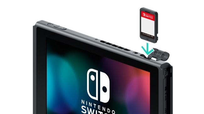 Inserting a game card into the Nintendo Switch