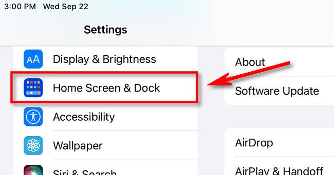 In Settings, tap "Home Screen & Dock."