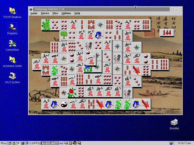 IBM OS/2 Warp 4 running Mahjongg Solitaire