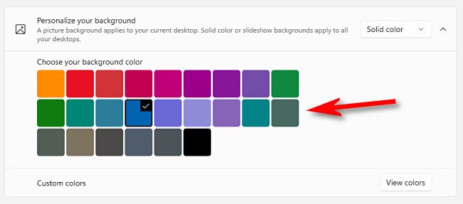 With the "Solid Color" option, click a color in the grid.