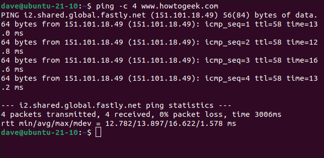 Using ping to send a specific number of packets