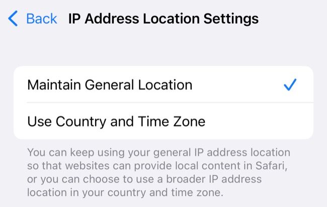 Toggle Private Relay Location Information