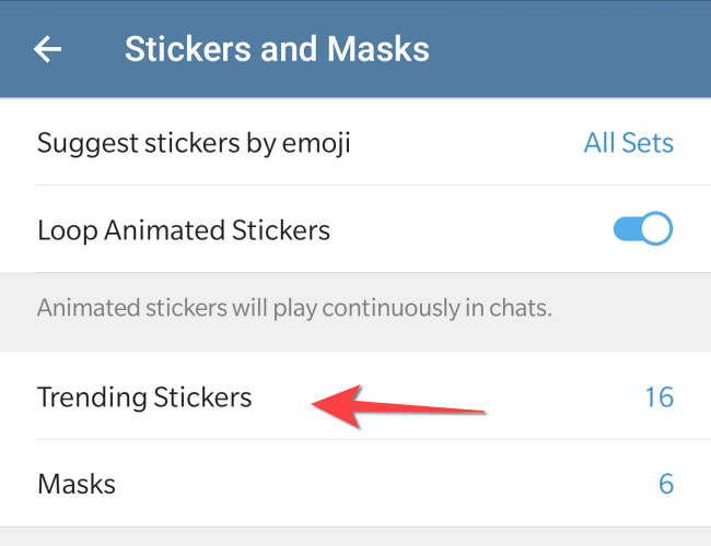 Select "Trending Stickers."